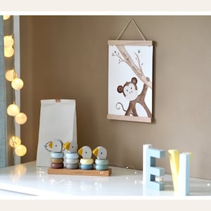 Poster Bild Äffchen Ich bin wertvoll Kinderzimmer Geburt Baby Glückwunsch Babykarte Junge Mädchen genderneutral Aquarell watercolor boho