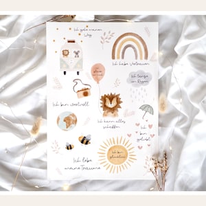 Poster Bild Affirmationen Kinderzimmer Geburt Baby Glückwunsch Babykarte Junge Mädchen genderneutral Aquarell watercolor boho