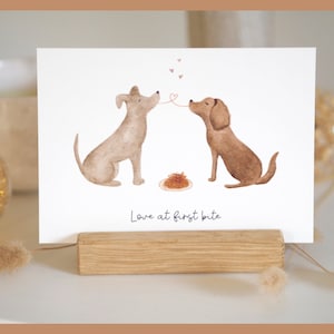 Valentinstagskarte Karte Grußkarte Postkarte Love at first bite Valentine dog doglover Liebe Aquarell watercolor boho
