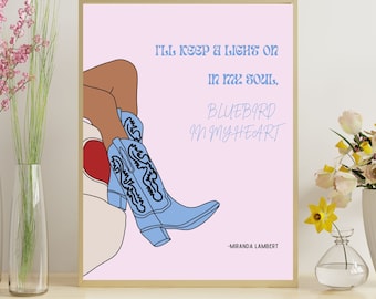 Bluebird In My Heart Print / Miranda Lambert / Música Country / Arte Digital / Western / Vaqueras