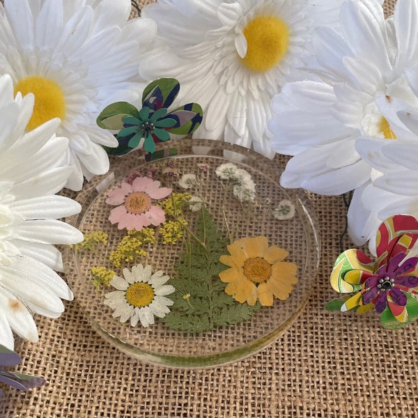 Resin dry flower coaster