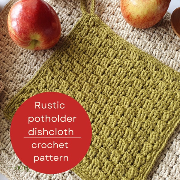 Rustic potholder - Crochet pattern - Potholder, trivet, hotpad, dishcloth / table setting, eco home, homeware / PDF, digital download