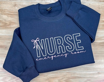 Embroidered Nurse Sweatshirt, RN Sweatshirt, Nursing Gift, Nurse Practitioner Crewneck, New Nurse Gift, Nursing School Graduate, LPN, STNA