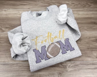 Embroidered Football Mom Crewneck Sweatshirt: Spirit Wear