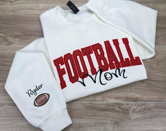 Glitter Applique Football Sweatshirt - Personalized Child Name Sleeve, 8oz Cotton Pullover, Gift for Mom