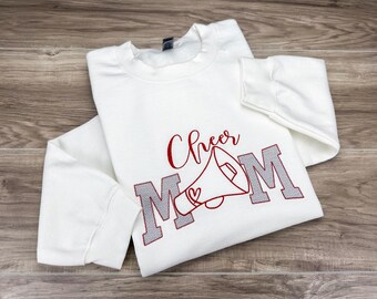 Embroidered Cheer Mom Crewneck Sweatshirt: School Spirit Wear