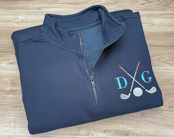 Personalized Golf Quarter Zip Sweater | Custom Monogram Embroidered | Perfect Dad Gift | Golfers and Coaches | Unique Golf Enthusiast Gift