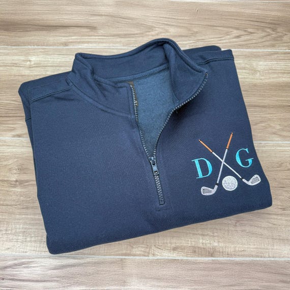 Personalized Golf Quarter Zip Sweater | Custom Monogram Embroidered | Perfect Dad Gift | Golfers and Coaches | Unique Golf Enthusiast Gift