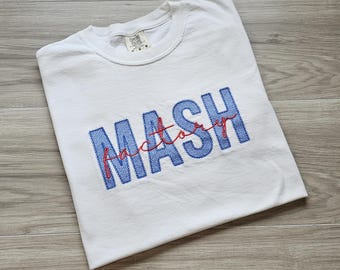 Embroidered Mascot Comfort Color T-Shirt, College University Shirt, High School Shirt, Sorority Gift, Spirit Wear, School Mascot