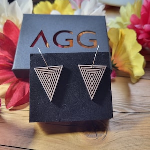 Geometric triangle walnut earrings