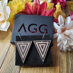 Geometric triangle walnut earrings