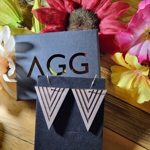Geometric triangle walnut earrings
