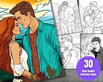 Romance Coloring Pages: 30 Love Artwork Designs (Digital Download)