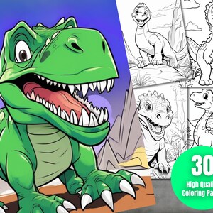 Libro para colorear de dinosaurios para niños Páginas para colorear imprimibles Lindos dinosaurios Hojas para colorear acogedoras Descarga digital Imprimible