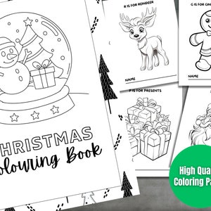 Christmas ABC Coloring Book: Festive Alphabet Pages (Digital Download) - Printable