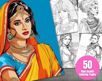 Empowered Women Coloring Book: Diverse Cultures & Eras (Digital Download)