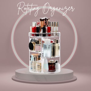 360 Rotating Makeup Organiser, Multi-function Adjustable Spinning Holder, Storage Cosmetic, Skincare, Perfume, Accessories, Beauty, Bedroom