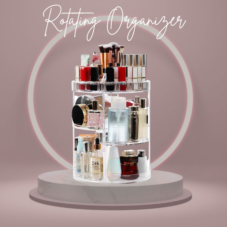 360 Rotating Makeup Organiser, Multi-function Adjustable Spinning Holder, Storage Cosmetic, Skincare, Perfume, Accessories, Beauty, Bedroom image 1