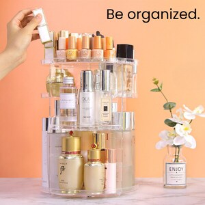 360 Rotating Makeup Organiser, Multi-function Adjustable Spinning Holder, Storage Cosmetic, Skincare, Perfume, Accessories, Beauty, Bedroom image 3