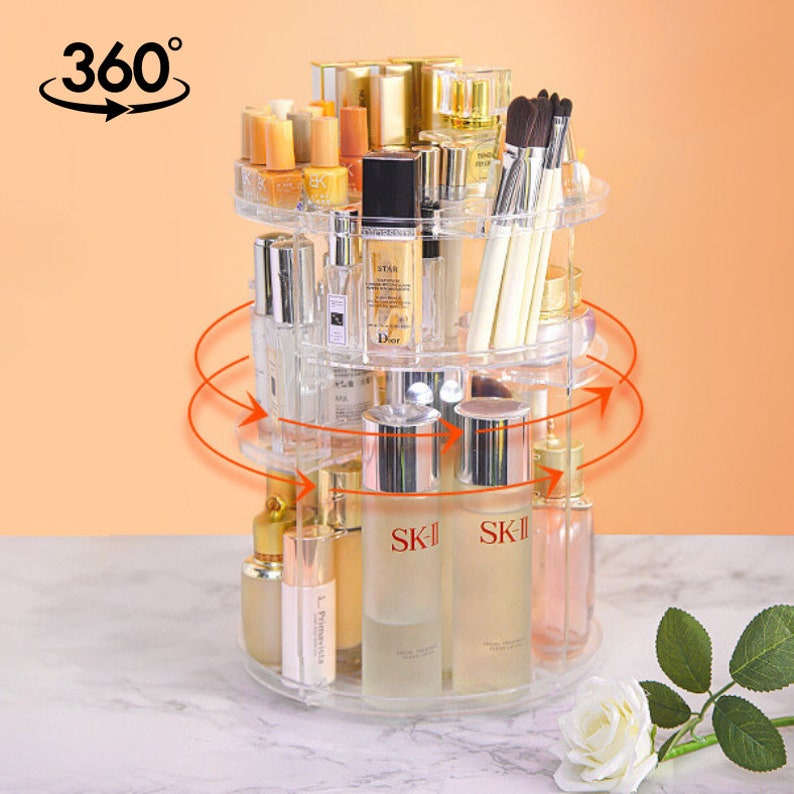 360 Rotating Makeup Organiser, Multi-function Adjustable Spinning Holder, Storage Cosmetic, Skincare, Perfume, Accessories, Beauty, Bedroom image 4