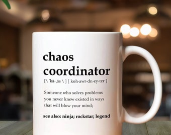 Chaos Coördinator Koffiemok, Keramische Koffiekopjes, Grappige Waterbekers, Zomer Winter Drinkware, Kerstcadeaus, Moedermok, Georganiseerde mok