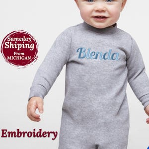 customized embroidery baby name romper custom name announcement romper personalized hospital Newborn baby name Pregnancy announcement romper