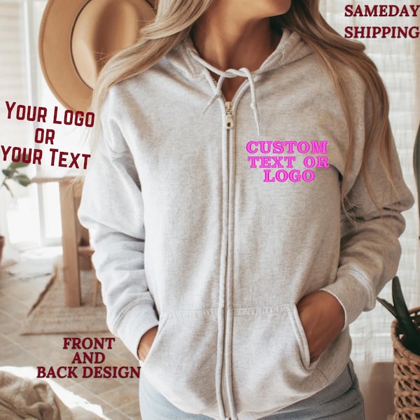 Custom Jacket Personal Embroidered Hoodie Custom Embroidered Monogram Jacket Personalized roman numerals Zipper Customized Zip Up Sweatshirt