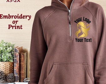 Moletom com zíper com logotipo empresarial bordado personalizado, camisa com estampa personalizada, logotipo empresarial de marketing, camisa de marca, monograma, suéter com zíper de um quarto