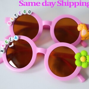 Flower Baby Girl Proposal Sunglasses Dinosaur Kids Name Personalized Sunglasses Floral Daisy Protection Toddler glasses   Birthday gift idea