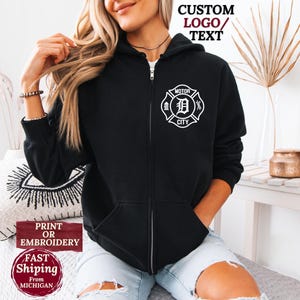 Custom Jacket Personal Embroidered Hoodie Custom Embroidered Monogram Jacket Personalized roman numerals Zipper Customized Zip Up Sweatshirt