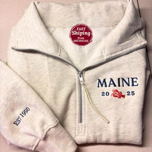 Custom Embroidered 1/4 Zip Custom Quarter Zip Sweatshirt with pocket Custom Logo Personalized Monogram coworker Gift Logo company sweatshirt
