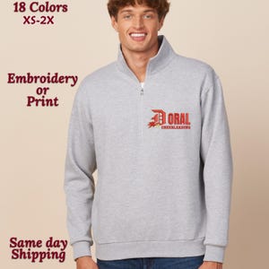 Custom embroidered Logo quarter zip Business Unisex Sweatshirt Personalized Print Shirt Marketing Branding Shirt Monogram Half Zip Sweater