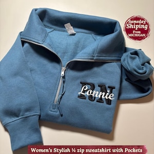 Nurse Sweatshirt 1/4 Zip Embroidered Sweatshirt RN Sweatshirt Nursing Student Nurse Gift Nursing Sweatshirt Nurse Graduation Gift NICU Nurse