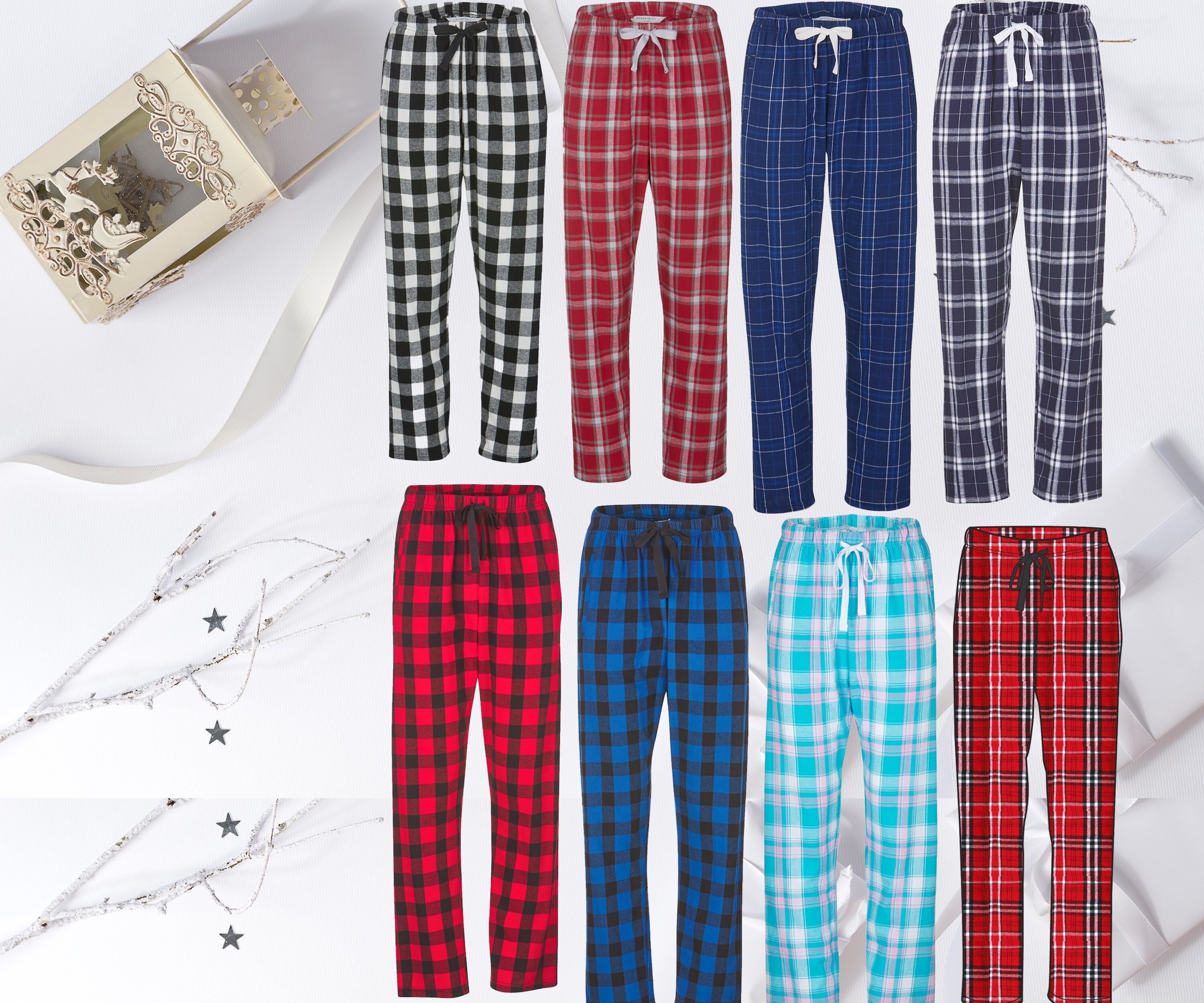 Fashion (Red)New Red Black Plaid Pajama Pants Women Lounging Relaxed House  Sleep Bottoms Womens Cotton Drawstring Button Fly Sleepwear XXA