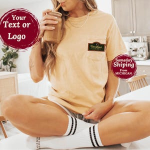 Custom Comfort Colors Pocket Shirt, Custom pocket Shirt, Custom Text Shirt, Personalized pocket shirt Custom Adult Shirt, gift shirt, boho