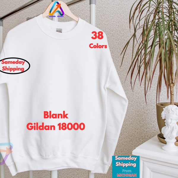 Leeres Sweatshirt Gildan 18000 Rundhalsausschnitt Großhandelsrohling Unisex Sweatshirt für Frauen Pullover Sweatshirt Schlichtes Sweatshirt Gildan Schlichter Pullover