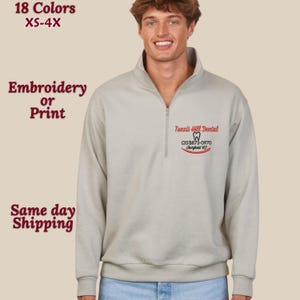 Custom embroidered Logo quarter zip Business Unisex Sweatshirt Personalized Print Shirt Marketing Branding Shirt Monogram Half Zip Sweater