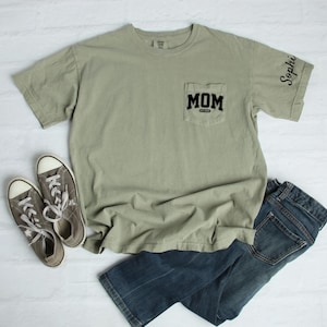 Camiseta de bolsillo para papá, regalo de Navidad, Comfort Colors®, camiseta personalizada para papá, año de nacimiento, camiseta de bolsillo para papá, anuncio de embarazo, nombre del niño, camiseta de bolsillo