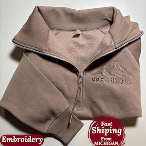 Custom Embroidered 1/4 Zip Custom Quarter Zip Sweatshirt with pocket Custom Logo Personalized Monogram coworker Gift Logo company sweatshirt