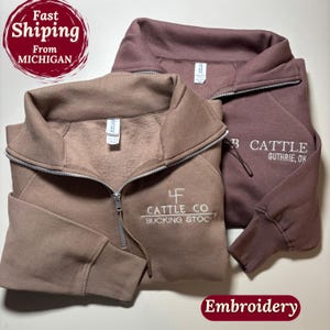 Personalisierter Viertel-Reißverschluss mit Taschen Besticktes Sweatshirt Pullover Monogramm Fleece Personalisierter Mitarbeiter Geschenk Logo Firma Sweatshirt