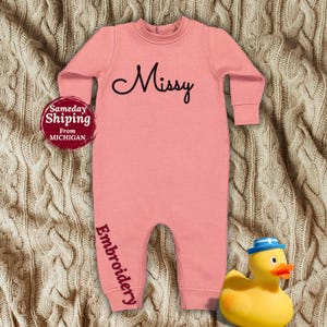 customized embroidery baby name romper custom name announcement romper personalized hospital Newborn baby name Pregnancy announcement romper