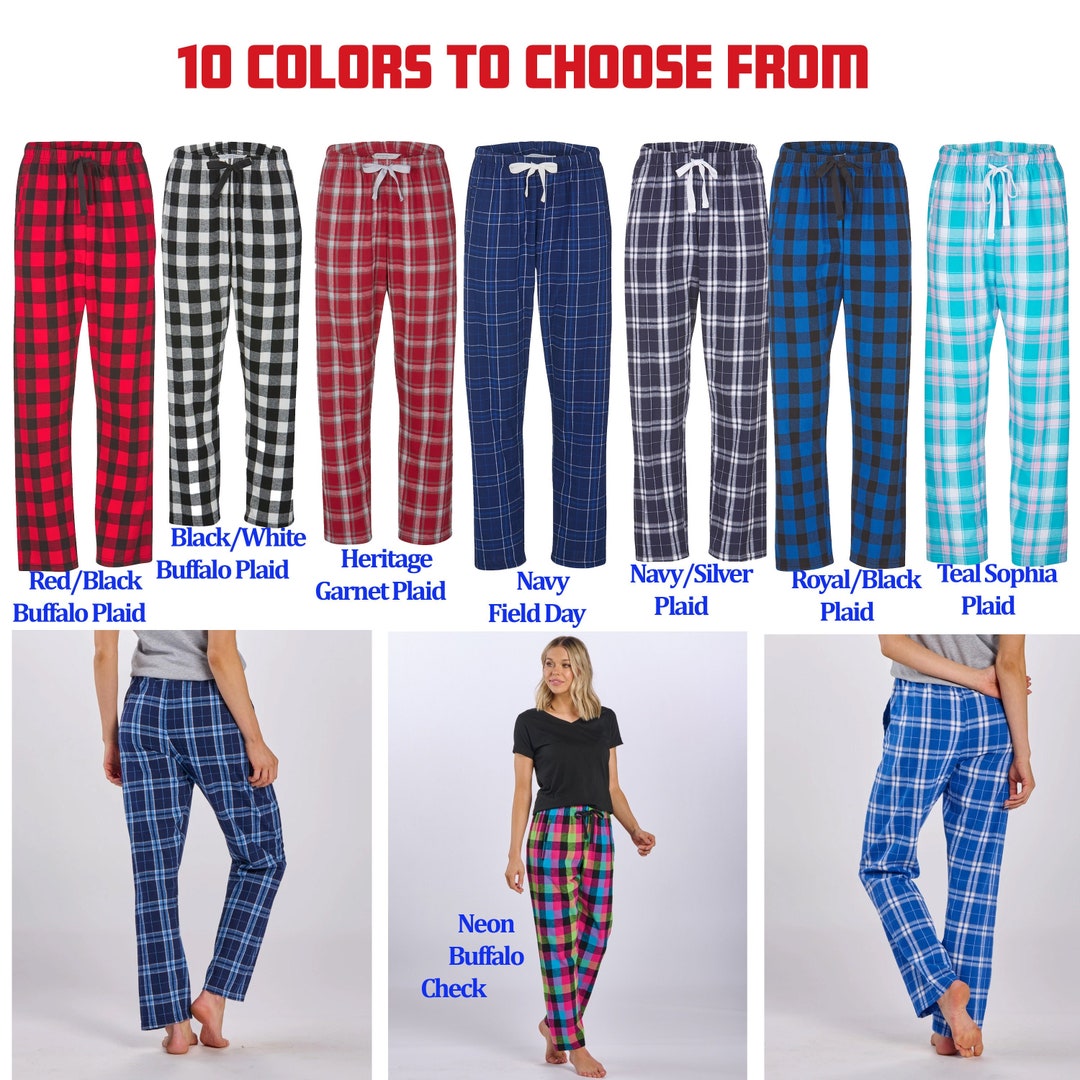 Red Navy Long Sleeve Plaid Pants Christmas Pajamas Set