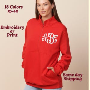 Custom embroidered Logo quarter zip Business Unisex Sweatshirt Personalized Print Marketing Branding Shirt Monogram Half Zip Pocket Shirt