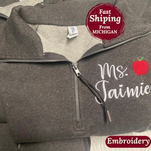 Custom Teacher Embroidered Pocket Sweatshirt Back To School Quarter Zip Teacher Name Quarterzip New Teachers Day Gift teacher zip jacket