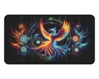 Cosmic Fenix  Firebird Celestial Phoenix - desk mat , working desk , gaming desk, big mouse pad , gaming pad , desk pad , Mousepad