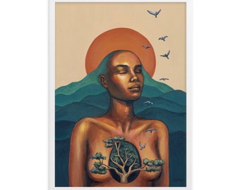 Wooden framed art print ”RISE UP” by Ingrid Bohigas