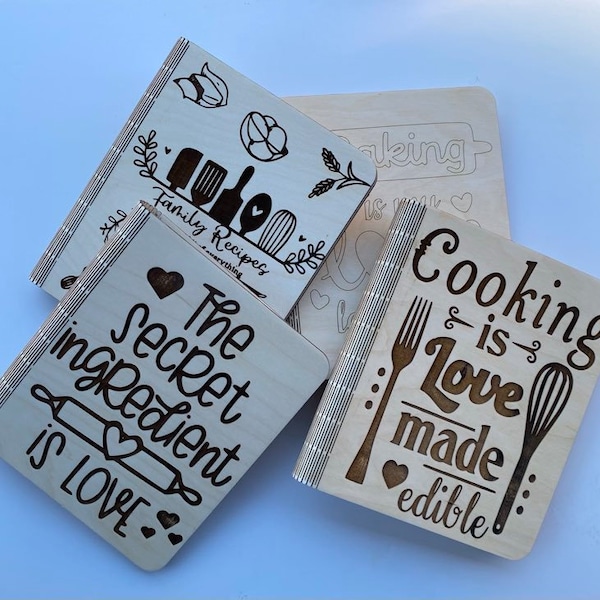 Set of 4 Recipe books laser cutting file, svg, family fun, holiday, baking, A5 notebook