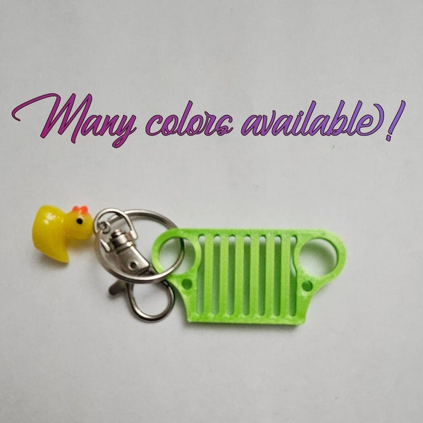 Jeeper's grill keychain with duck charm - many colors available