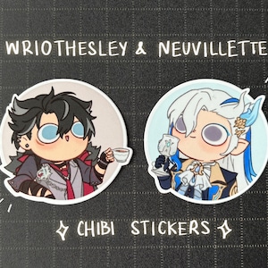 Wriothesley & Neuvillette | Wriolette Chibi Stickers