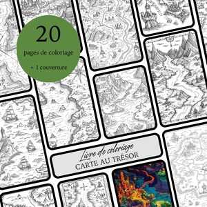 20 pages de coloriage carte au trésor pour adultes vol.1 à imprimer